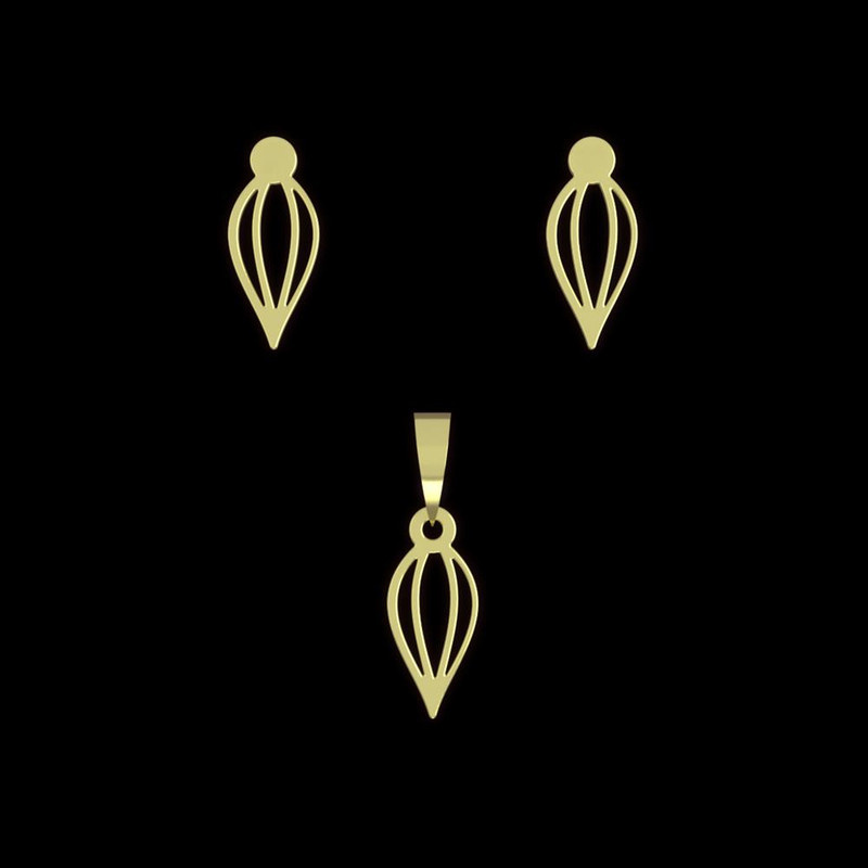 نیم ست طلا 18 عیار زنانه مدوپد مدل هندسی کد NA12307