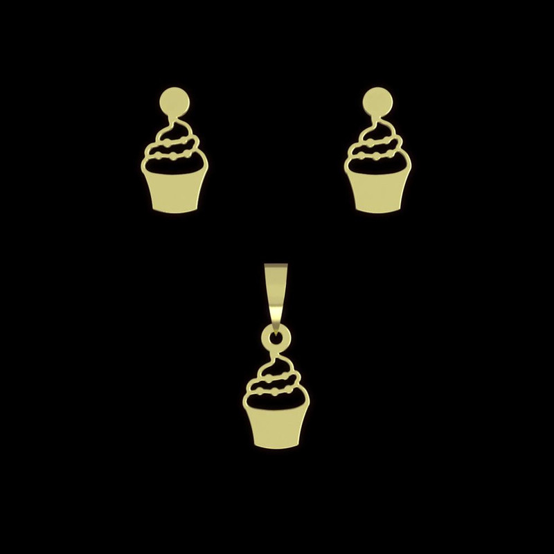 نیم ست طلا 18 عیار زنانه مدوپد مدل بستنی کد NA12306