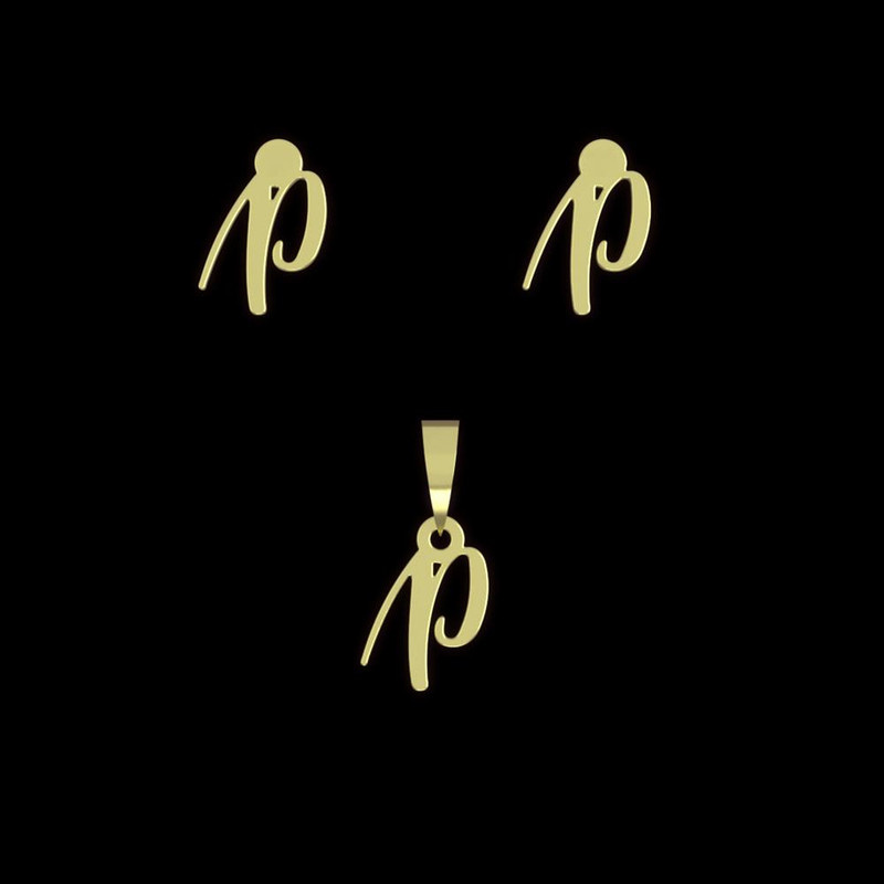 نیم ست طلا 18 عیار زنانه مدوپد مدل حرف p کد NA12337