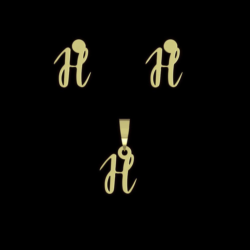 نیم ست طلا 18 عیار زنانه مدوپد مدل حرف h کد NA12339