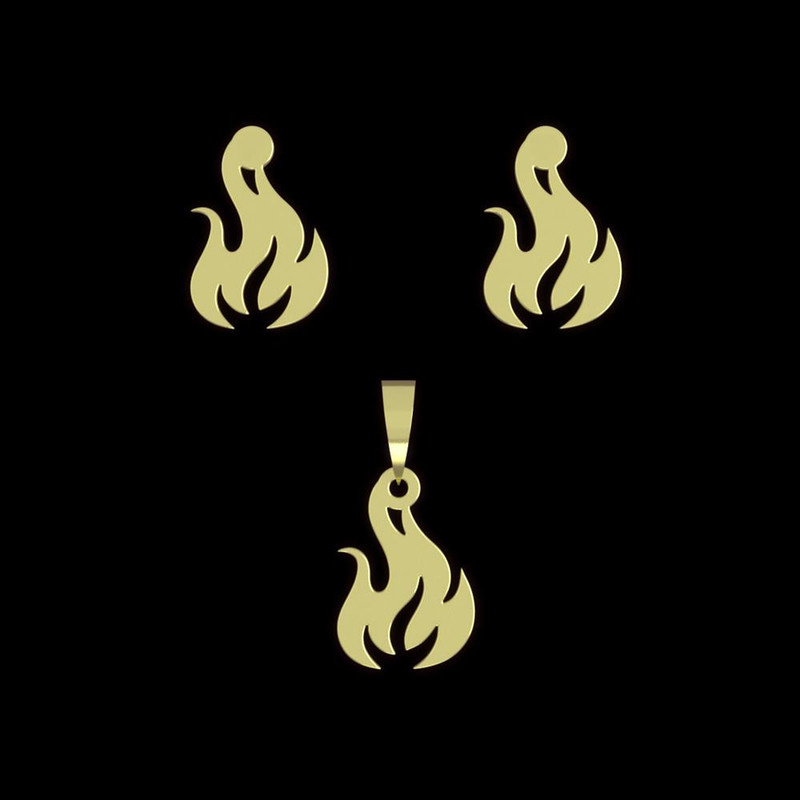 نیم ست طلا 18 عیار زنانه مدوپد مدل آتش کد NA12528