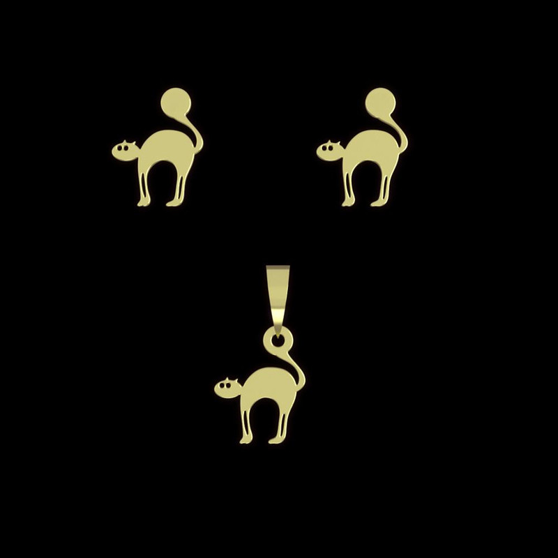 نیم ست طلا 18 عیار زنانه مدوپد مدل گربه کد NA12561 نیم ست طلا 18 عیار زنانه مدوپد مدل گربه کد NA12561