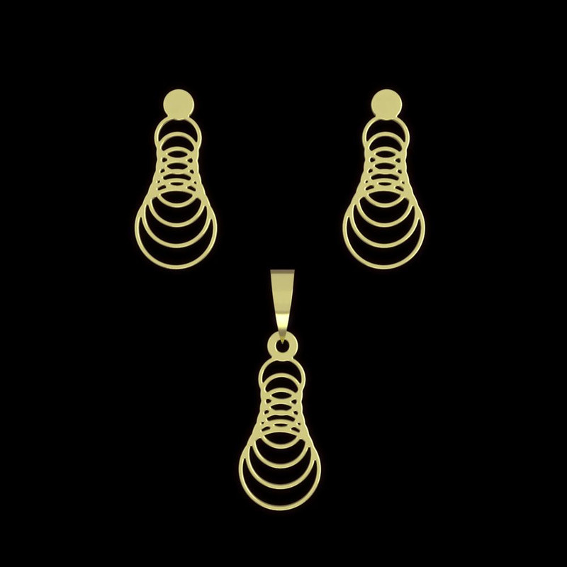 نیم ست طلا 18 عیار زنانه مدوپد مدل حلقه دایره کد NA12750