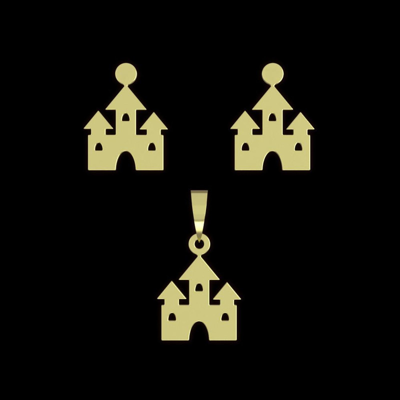 نیم ست طلا 18 عیار زنانه مدوپد مدل خانه کد NA12903