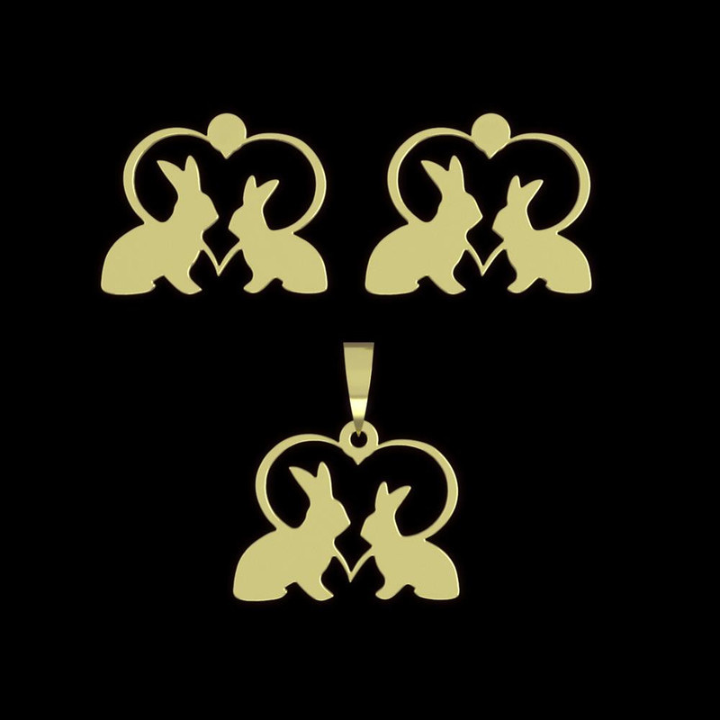 نیم ست طلا 18 عیار زنانه مدوپد مدل دو خرگوش کد NA12919