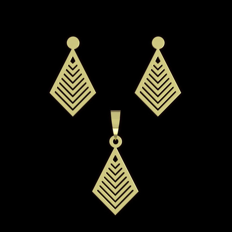 نیم ست طلا 18 عیار زنانه مدوپد مدل لوزی کد NA13032 نیم ست طلا 18 عیار زنانه مدوپد مدل لوزی کد NA13032