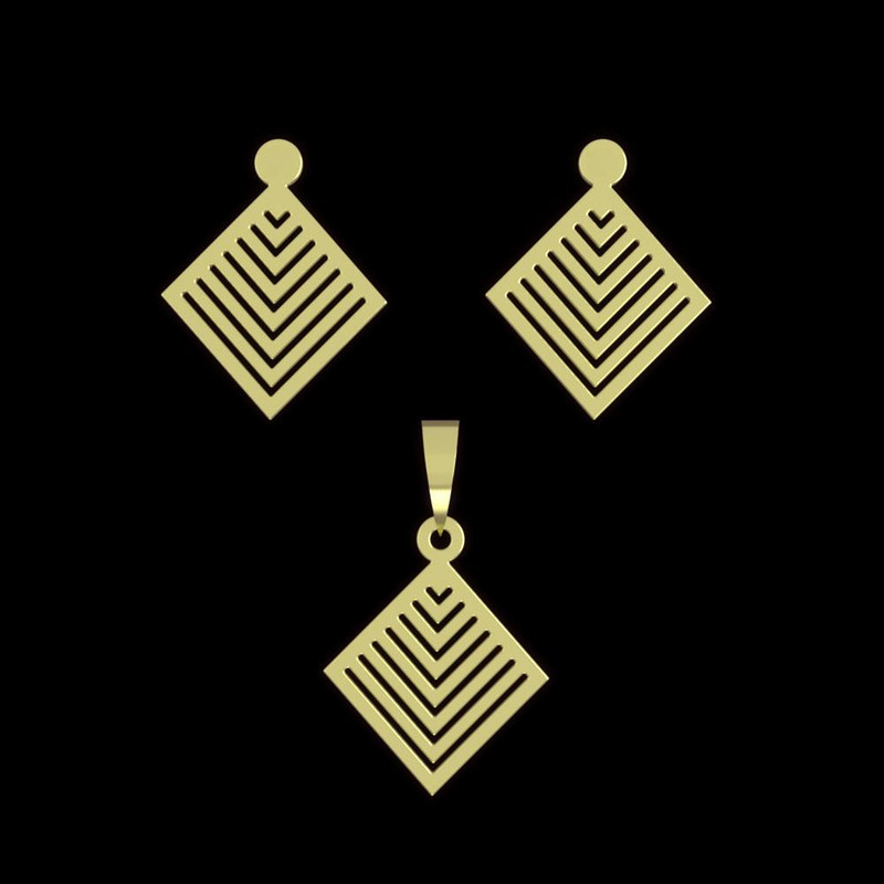 نیم ست طلا 18 عیار زنانه مدوپد مدل لوزی کد NA13037 نیم ست طلا 18 عیار زنانه مدوپد مدل لوزی کد NA13037