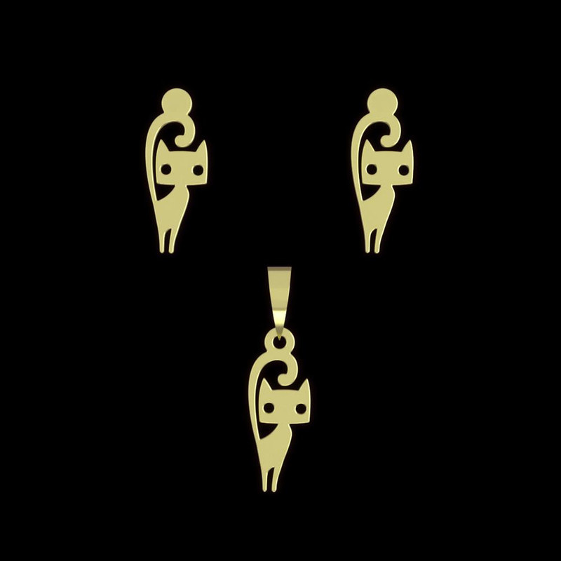 نیم ست طلا 18 عیار زنانه مدوپد مدل گربه کد NA13115 نیم ست طلا 18 عیار زنانه مدوپد مدل گربه کد NA13115