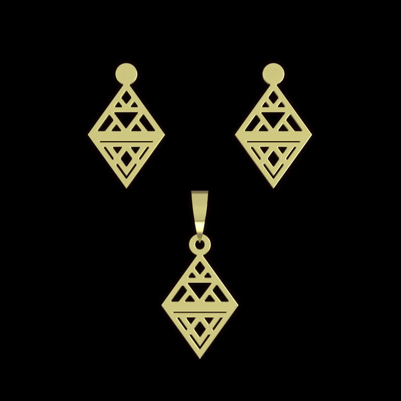 نیم ست طلا 18 عیار زنانه مدوپد مدل لوزی کد NA13121 نیم ست طلا 18 عیار زنانه مدوپد مدل لوزی کد NA13121