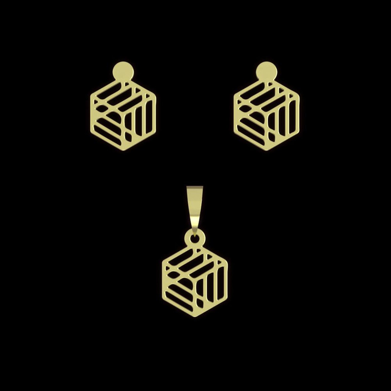 نیم ست طلا 18 عیار زنانه مدوپد مدل مکعب کد NA13305 نیم ست طلا 18 عیار زنانه مدوپد مدل مکعب کد NA13305