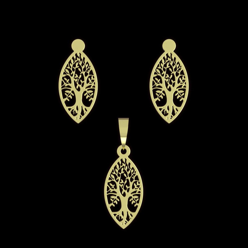 نیم ست طلا 18 عیار زنانه مدوپد مدل درخت کد NA14285