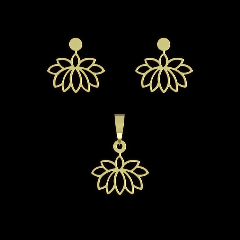 نیم ست طلا 18 عیار زنانه مدوپد مدل گل کد NA14642 نیم ست طلا 18 عیار زنانه مدوپد مدل گل کد NA14642