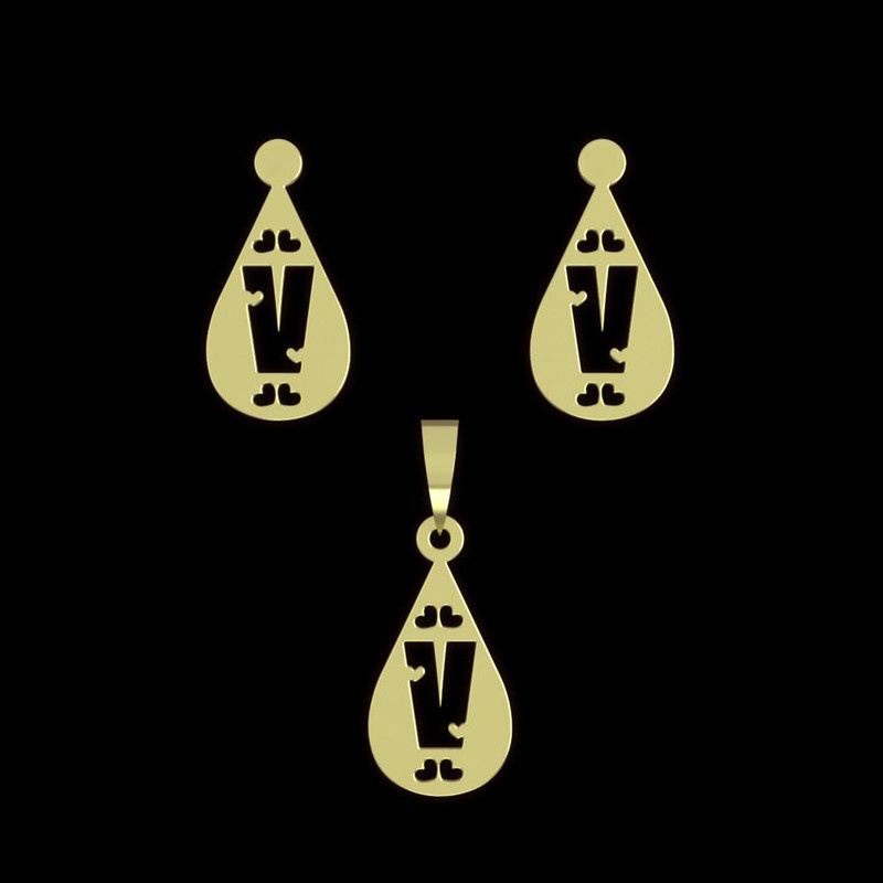 نیم ست طلا 18 عیار زنانه مدوپد مدل V حرف کد NA14819 نیم ست طلا 18 عیار زنانه مدوپد مدل V حرف کد NA14819