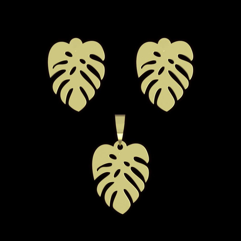 نیم ست طلا 18 عیار زنانه مدوپد مدل برگ کد NA14962