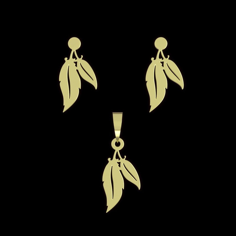 نیم ست طلا 18 عیار زنانه مدوپد مدل برگ کد NA14990 نیم ست طلا 18 عیار زنانه مدوپد مدل برگ کد NA14990