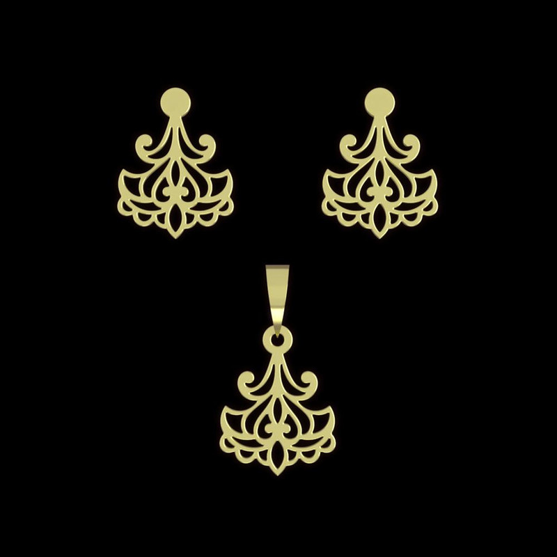 نیم ست طلا 18 عیار زنانه مدوپد مدل اسلیمی کد NA15268 نیم ست طلا 18 عیار زنانه مدوپد مدل اسلیمی کد NA15268