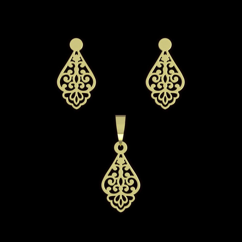 نیم ست طلا 18 عیار زنانه مدوپد مدل اسلیمی کد NA15303 نیم ست طلا 18 عیار زنانه مدوپد مدل اسلیمی کد NA15303