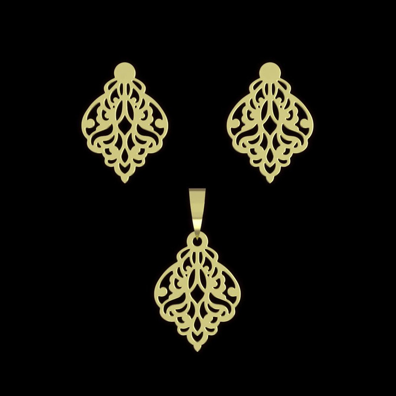 نیم ست طلا 18 عیار زنانه مدوپد مدل اسلیمی کد NA15310 نیم ست طلا 18 عیار زنانه مدوپد مدل اسلیمی کد NA15310