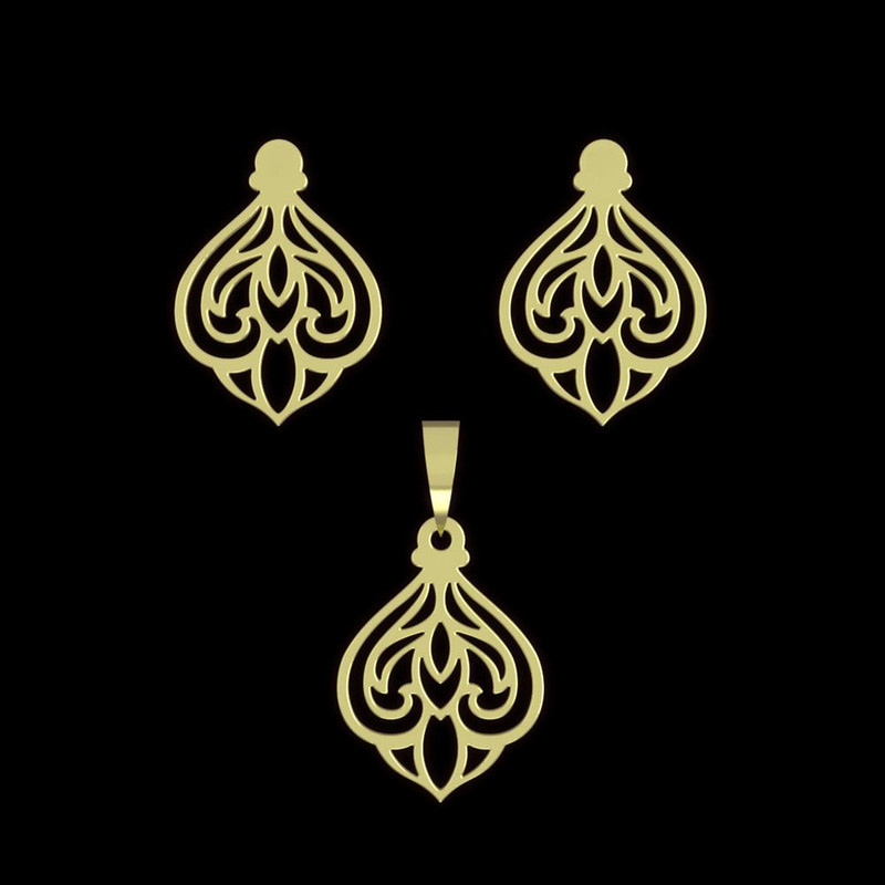 نیم ست طلا 18 عیار زنانه مدوپد مدل اسلیمی کد NA15327 نیم ست طلا 18 عیار زنانه مدوپد مدل اسلیمی کد NA15327