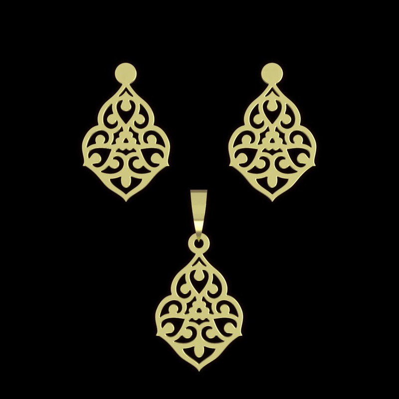 نیم ست طلا 18 عیار زنانه مدوپد مدل اسلیمی کد NA15336 نیم ست طلا 18 عیار زنانه مدوپد مدل اسلیمی کد NA15336