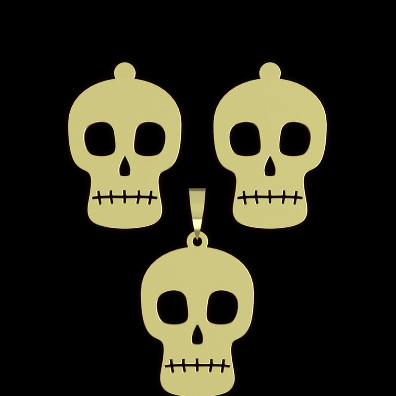 نیم ست طلا 18 عیار زنانه مدوپد مدل جمجمه کد NA15701