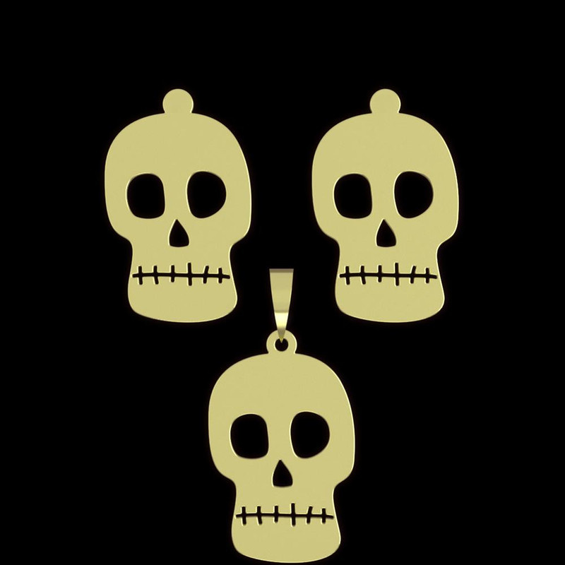 نیم ست طلا 18 عیار زنانه مدوپد مدل جمجمه کد NA15702