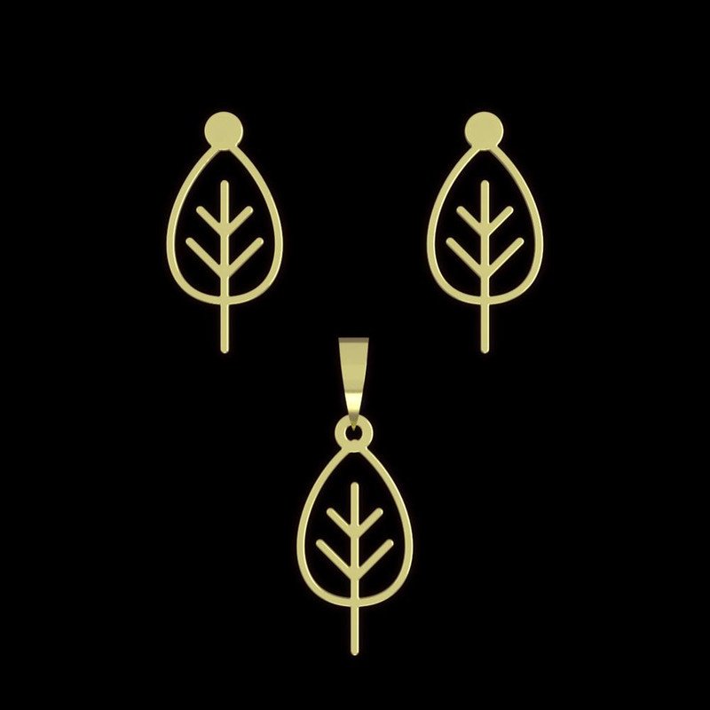 نیم ست طلا 18 عیار زنانه مدوپد مدل برگ کد NA15737