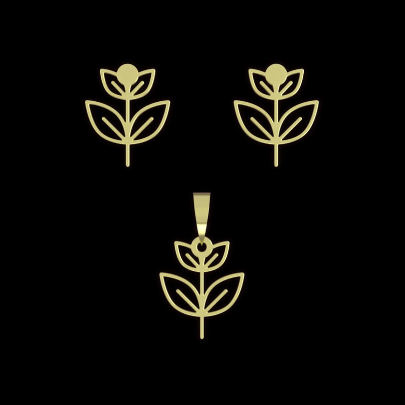 نیم ست طلا 18 عیار زنانه مدوپد مدل برگ کد NA15986 نیم ست طلا 18 عیار زنانه مدوپد مدل برگ کد NA15986