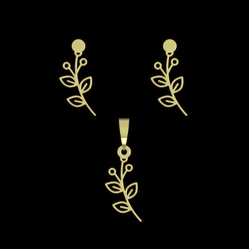 نیم ست طلا 18 عیار زنانه مدوپد مدل برگ کد NA15989