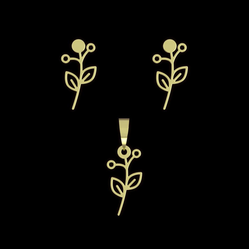 نیم ست طلا 18 عیار زنانه مدوپد مدل برگ کد NA15992