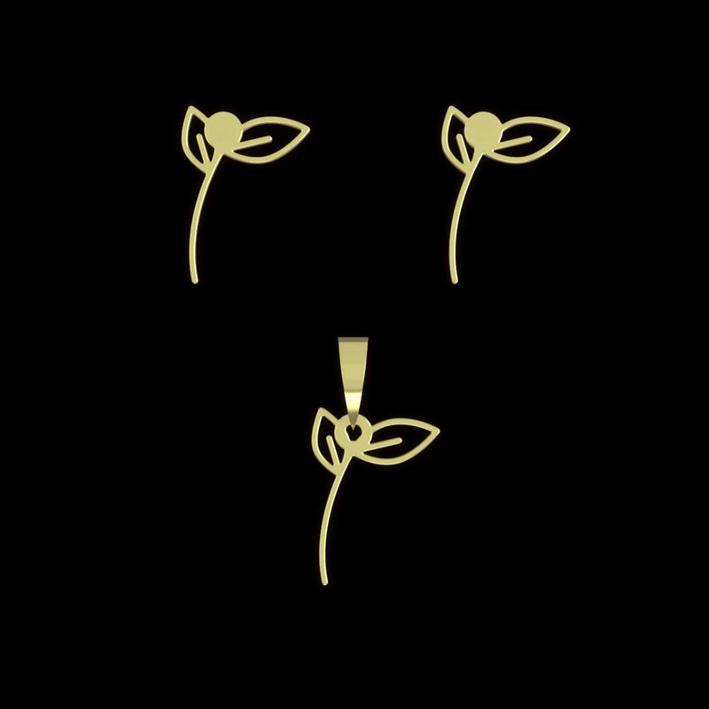 نیم ست طلا 18 عیار زنانه مدوپد مدل برگ کد NA15995 نیم ست طلا 18 عیار زنانه مدوپد مدل برگ کد NA15995