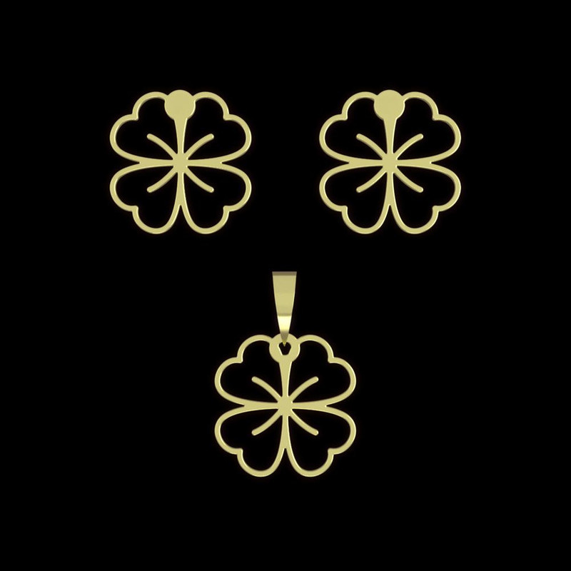 نیم ست طلا 18 عیار زنانه مدوپد مدل برگ کد NA16002