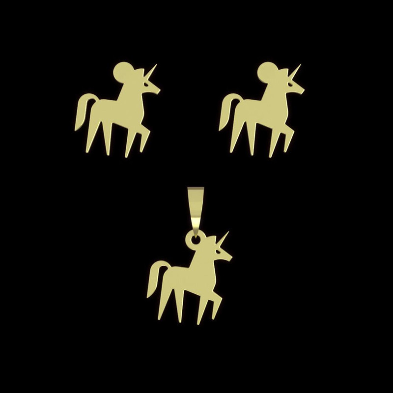 نیم ست طلا 18 عیار زنانه مدوپد مدل یونیکورن کد NA16052 نیم ست طلا 18 عیار زنانه مدوپد مدل یونیکورن کد NA16052