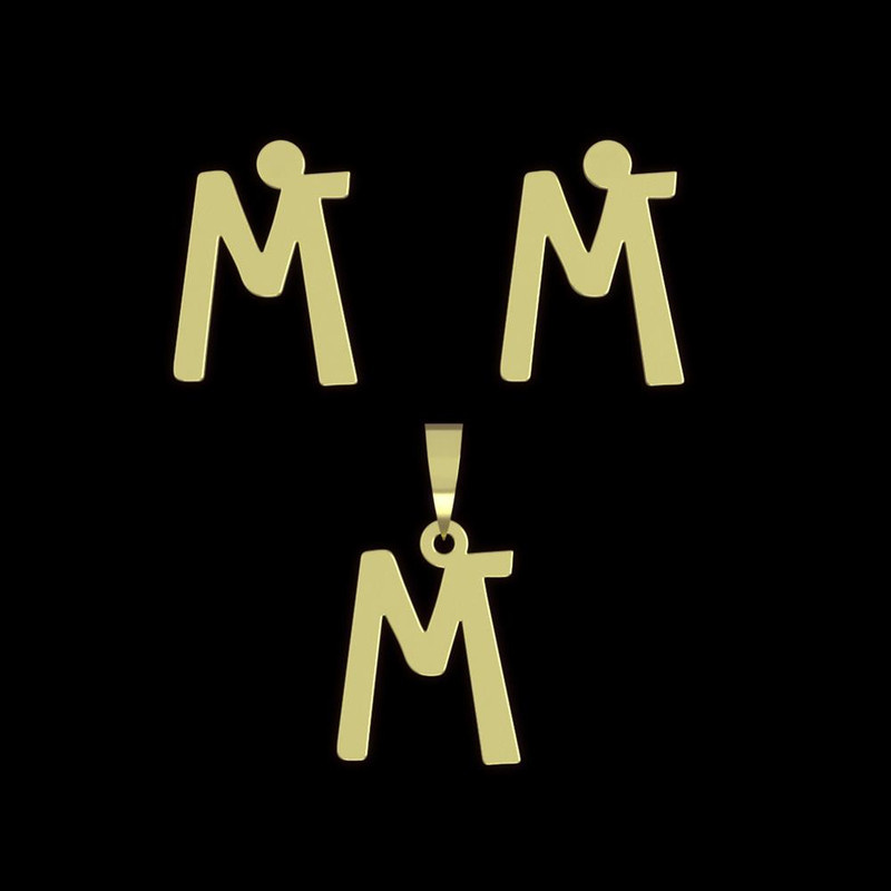 نیم ست طلا 18 عیار زنانه مدوپد مدل حرف M کد NA16745