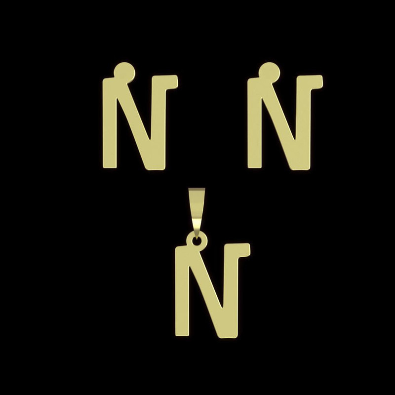 نیم ست طلا 18 عیار زنانه مدوپد مدل حرف N کد NA16746