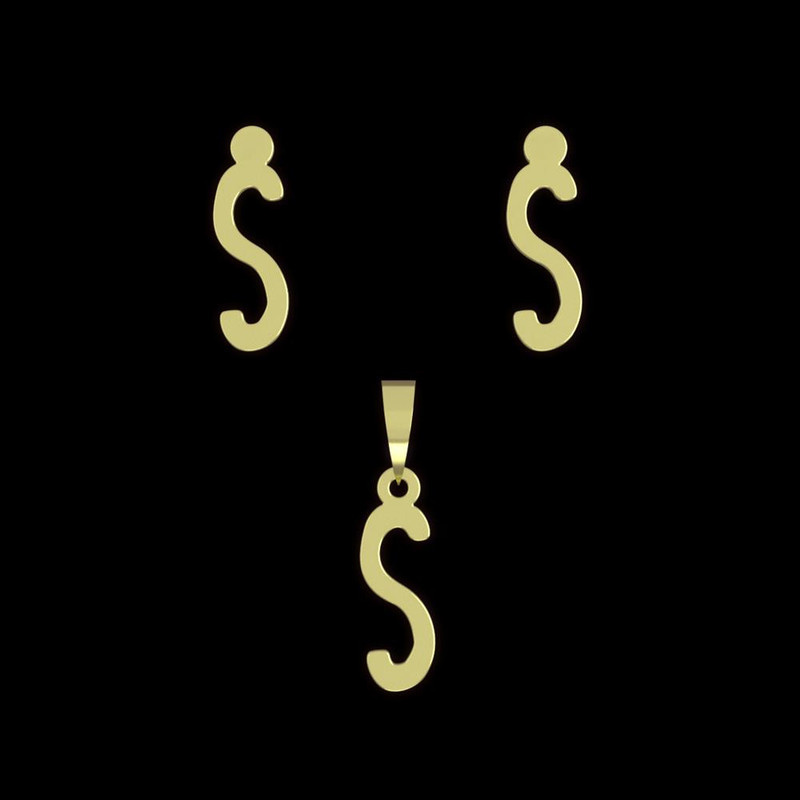 نیم ست طلا 18 عیار زنانه مدوپد مدل حرف S کد NA16751