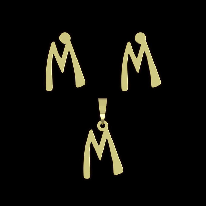 نیم ست طلا 18 عیار زنانه مدوپد مدل حرف M کد NA16773 نیم ست طلا 18 عیار زنانه مدوپد مدل حرف M کد NA16773