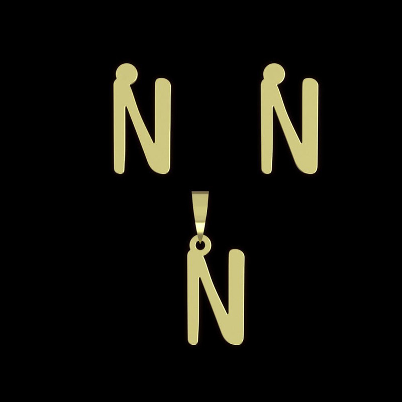 نیم ست طلا 18 عیار زنانه مدوپد مدل حرف N کد NA16774