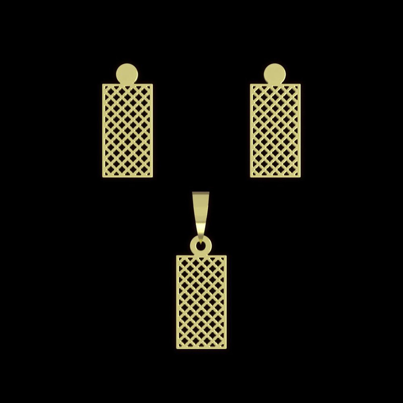 نیم ست طلا 18 عیار زنانه مدوپد مدل مستطیل کد NA10556