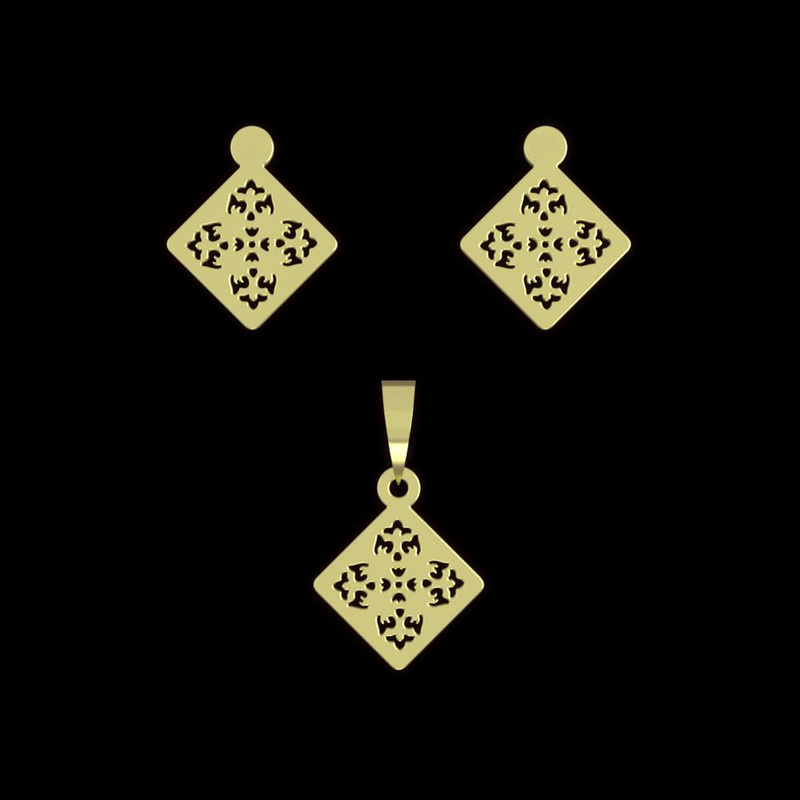 نیم ست طلا 18 عیار زنانه مدوپد مدل لوزی کد NA10738 نیم ست طلا 18 عیار زنانه مدوپد مدل لوزی کد NA10738