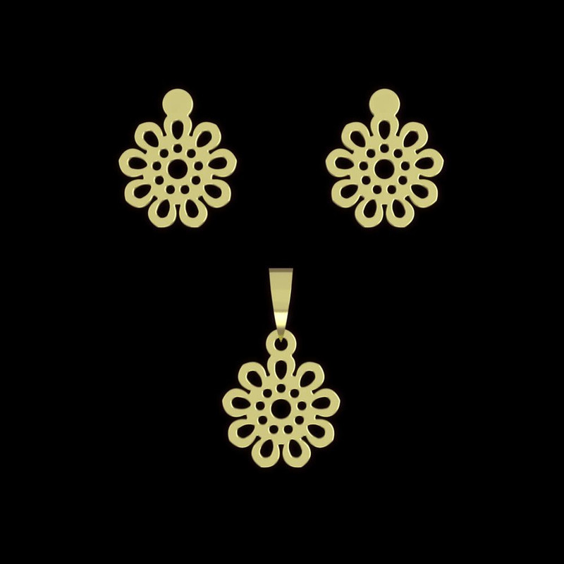 نیم ست طلا 18 عیار زنانه مدوپد مدل گل کد NA10864 نیم ست طلا 18 عیار زنانه مدوپد مدل گل کد NA10864