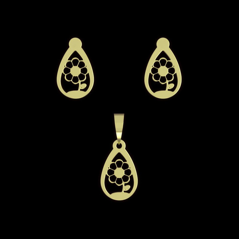 نیم ست طلا 18 عیار زنانه مدوپد مدل گل کد NA10986 نیم ست طلا 18 عیار زنانه مدوپد مدل گل کد NA10986