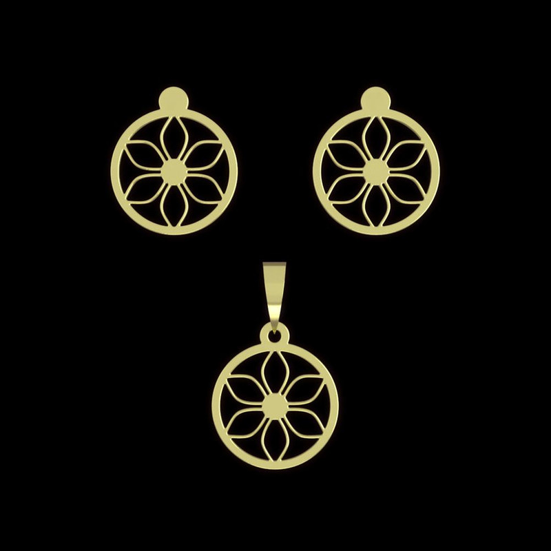 نیم ست طلا 18 عیار زنانه مدوپد مدل گل کد NA11005 نیم ست طلا 18 عیار زنانه مدوپد مدل گل کد NA11005