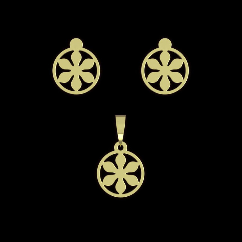 نیم ست طلا 18 عیار زنانه مدوپد مدل گل کد NA11007