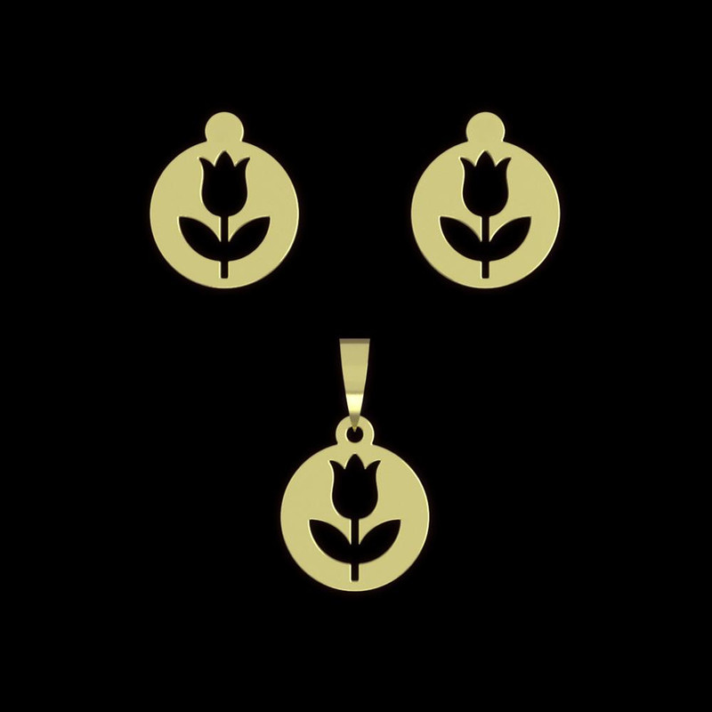 نیم ست طلا 18 عیار زنانه مدوپد مدل گل کد NA11023 نیم ست طلا 18 عیار زنانه مدوپد مدل گل کد NA11023