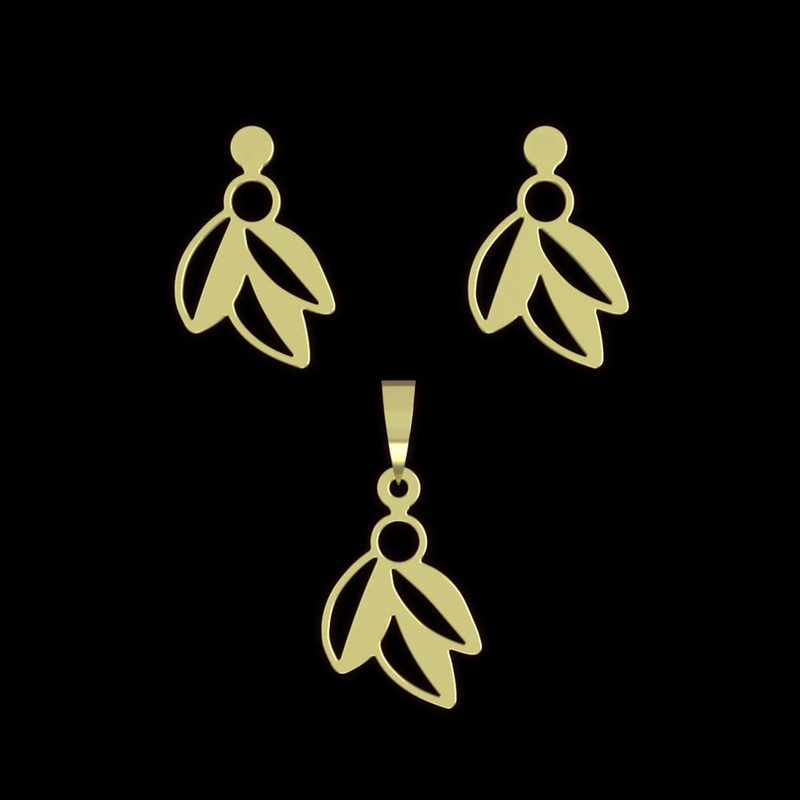 نیم ست طلا 18 عیار زنانه مدوپد مدل گل کد NA11040 نیم ست طلا 18 عیار زنانه مدوپد مدل گل کد NA11040