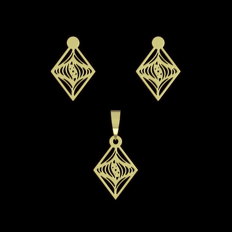 نیم ست طلا 18 عیار زنانه مدوپد مدل لوزی کد NA11045 نیم ست طلا 18 عیار زنانه مدوپد مدل لوزی کد NA11045