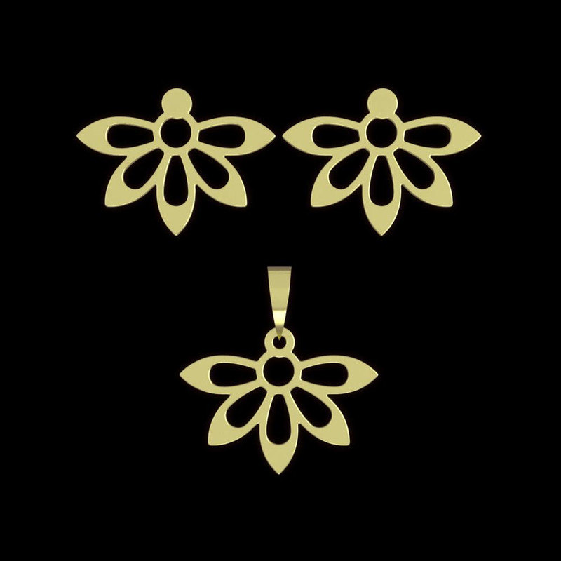 نیم ست طلا 18 عیار زنانه مدوپد مدل گل کد NA11051 نیم ست طلا 18 عیار زنانه مدوپد مدل گل کد NA11051