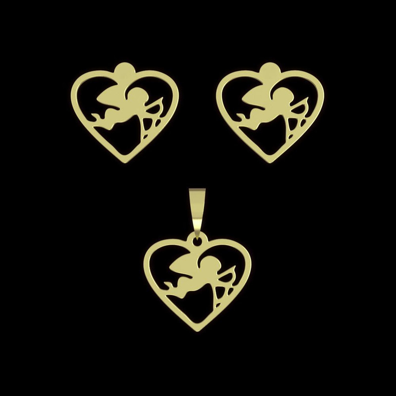نیم ست طلا 18 عیار زنانه مدوپد مدل قلب و فرشته کد NA11063 نیم ست طلا 18 عیار زنانه مدوپد مدل قلب و فرشته کد NA11063