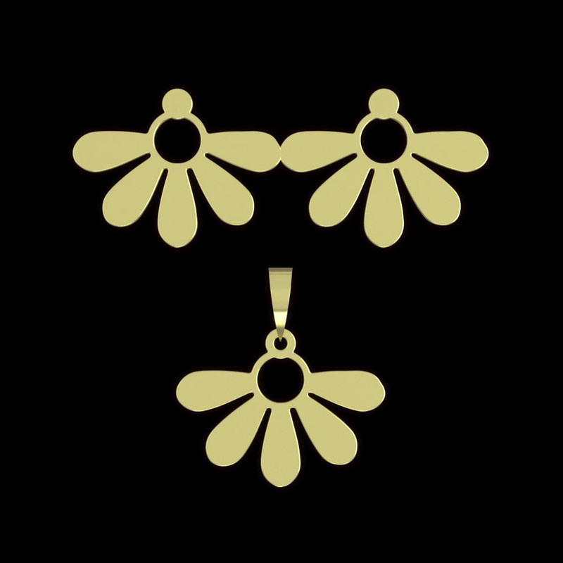 نیم ست طلا 18 عیار زنانه مدوپد مدل گل کد NA11084 نیم ست طلا 18 عیار زنانه مدوپد مدل گل کد NA11084